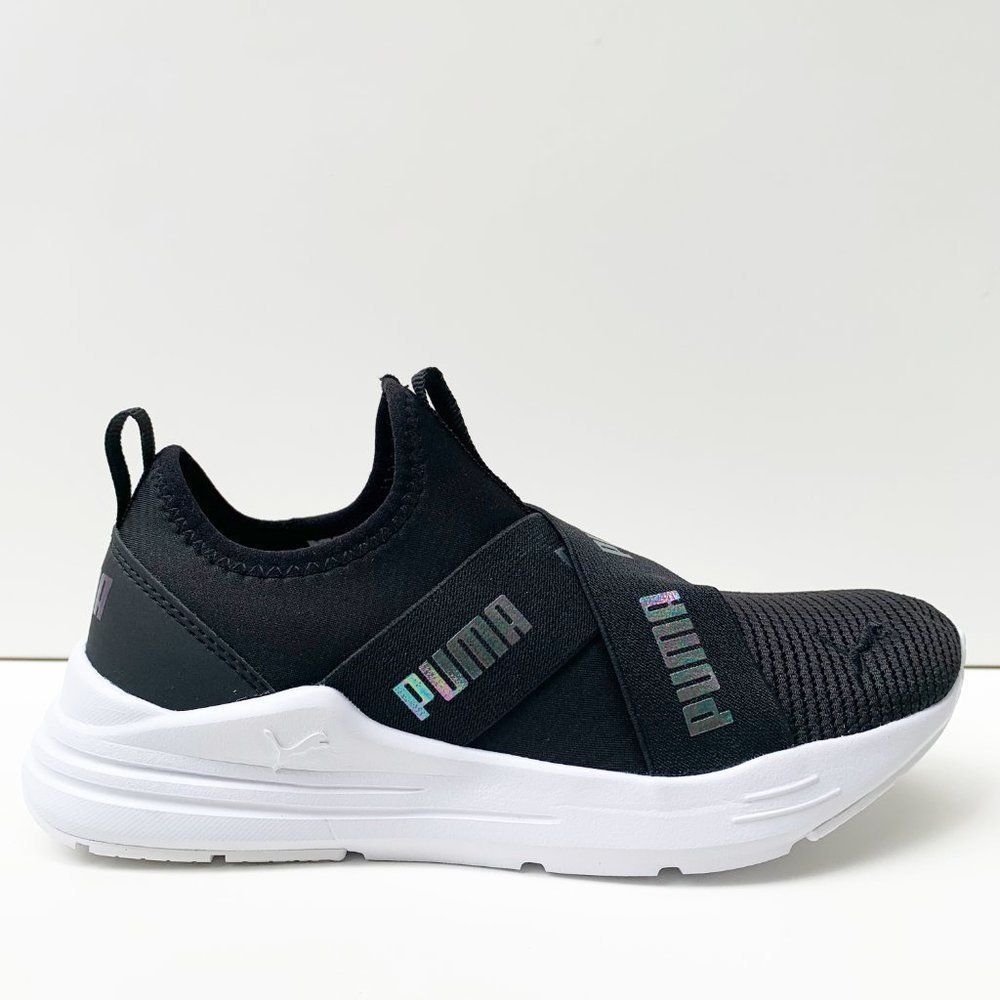 Puma Essential Black Comfort Slip On Sneaker Shoes Size 5Y / 6.5-7 Women - Picture 5 of 13